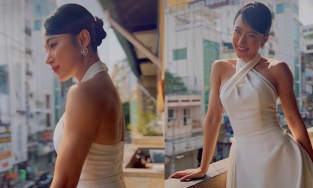 Angela Phương Trinh diện váy nữ tính nhưng cánh tay 'lực điền' vẫn chiếm cả khung hình