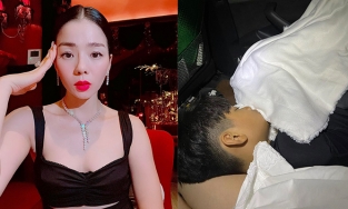 Lệ Quyên chạy show như 'máy gặt đập liên hợp', con trai ngủ gật trên xe chờ mẹ