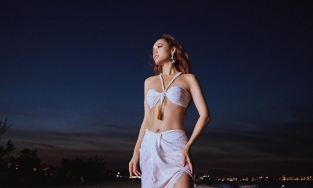 Á hậu Hoàng My đẹp như nữ thần khi diện áo tắm chấm thi người đẹp biển