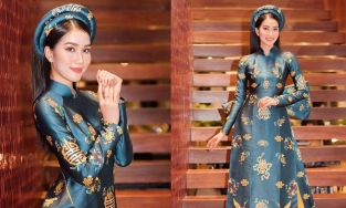 Đỗ Hà mặc áo dài rau má thi MW, còn Phương Anh diện áo dài nửa tỷ đi MI