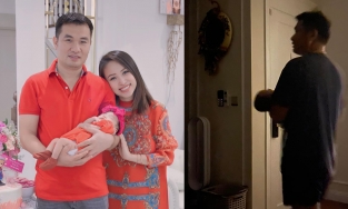 Chồng đại gia của MC Thanh Vân thức đêm bế dong con cho vợ ngủ