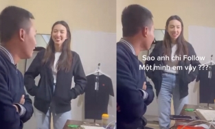 Quang Linh Vlogs đứng hình 5 giây khi Thùy Tiên hỏi 'Sao chỉ follow mình em?'