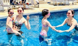 Lan Phương đưa con gái bơi lội, vóc dáng tuổi U40 khiến netizen trầm trồ