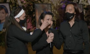 Hồng Đào - Đan Nguyên bật khóc trong tang lễ của Phi Nhung tại Mỹ