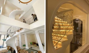 Sau cái cổng 3,6 tỷ, Lệ Quyên dát vàng cho cầu thang biệt thự triệu đô