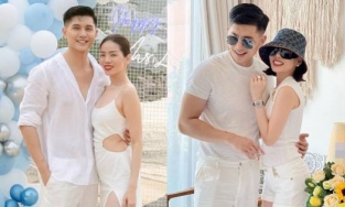 Lệ Quyên cười hết cỡ khi được Lâm Bảo Châu công khai gọi là 'bà xã'