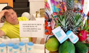 Ông xã Đoàn Di Băng trang trí mâm ngũ quả với nước rửa phụ khoa 