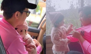 Trường Giang khiến nhiều người lo lắng khi để con gái vắt vẻo trên ghế cao 