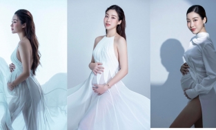 Hoa hậu Đỗ Mỹ Linh hé lộ hình ảnh mang thai con đầu lòng, nhan sắc đằm thắm của phu nhân hào môn