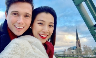 Vừa đoàn tụ với chồng Tây, Hoàng Oanh đã bị ông xã 'nhắc nhở' giảm cân