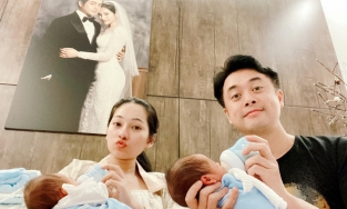 Sara Lưu công khai khoảnh khắc cận mặt đáng yêu của cặp quý tử song sinh