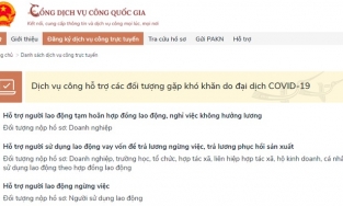 Người lao động, doanh nghiệp gặp khó khăn do Covid-19 có thể làm thủ tục nhận tiền hỗ trợ trên Cổng Dịch vụ công Quốc gia