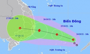 Chiều nay 24/10, vùng áp thấp đã mạnh lên trên Biển Đông