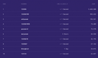 Năm 2021, người Việt dùng nhiều nhất mật khẩu gì?