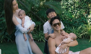 Bám vợ như Kim Lý, nửa bước không rời chân vợ