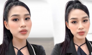 Hoa hậu Đỗ Thị Hà trưởng thành với phong cách doanh nhân nhưng biểu cảm lại có phần 'xơ cứng'