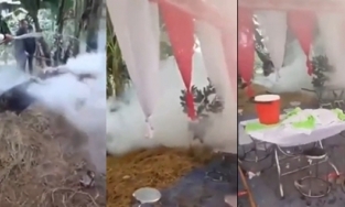 Dự cưới tình cũ, thanh niên đốt rạp vì lời hứa: Cho nhà em sáng nhất luôn