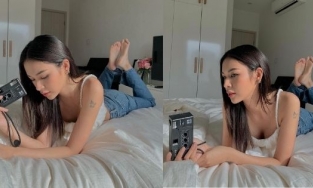 Chụp 'sương sương' trên giường ngủ, Phí Phương Anh cũng nhận ngàn like