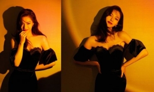 Chung Sở Hy đẹp mờ ảo trong ảnh chụp quảng cáo, chiếc cổ thanh tú và xương quai xanh là điểm nhấn