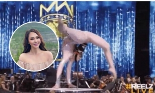 Hoa hậu Mông Cổ bị ngã nhào khi đang biểu diễn động tác múa nguy hiểm tại Chung kết Miss World 2021