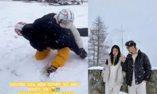 Hôm qua sao làm gì (10/4): Huy Trần 'vật lộn' với Ngô Thanh Vân giữa bãi tuyết trắng 