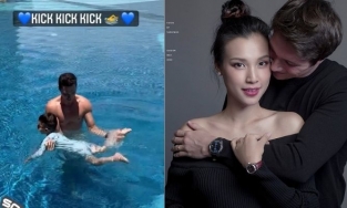 Chồng Tây tươi cười hớn hở như không có chuyện gì xảy ra sau 1 ngày tuyên bố ly hôn MC Hoàng Oanh 