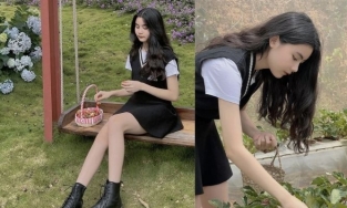 Con út 14 tuổi của MC Quyền Linh khoe góc nghiêng thần thánh, visual không kém chị cả