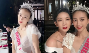 Ngô Thanh Vân đội vương miện như Hoa hậu, dự tiệc chia tay độc thân trước thềm đám cưới