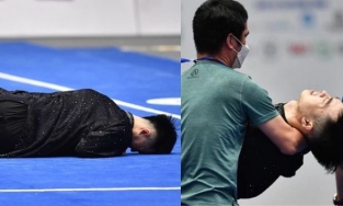 Võ sĩ wushu Nguyễn Văn Phương bất ngờ ngã quỵ đau đớn trong lúc thi SEA Games 31
