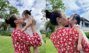 Đàm Thu Trang khiến MXH ồn ào vì bức ảnh hôn môi con gái