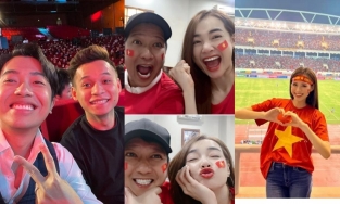 Vợ chồng Trường Giang và loạt sao rủ nhau 'đi bão' mừng chiến thắng U23 Việt Nam tại SEA Games 31