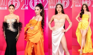 Tiểu Vy lại 'chặt đẹp' hội chị em nhà Sen Vàng tại họp báo Hoa hậu Việt Nam