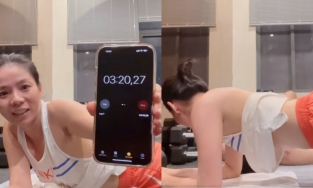 Lệ Quyên đọ plank với Lâm Bảo Châu, 'đưa nhau lên mây' trước mắt dân tình