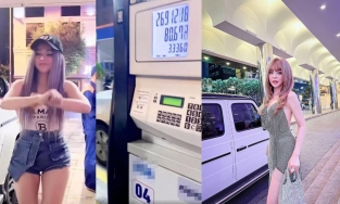 Trang Nemo dùng điện thoại quay TikTok ngay sát cột xăng đang hoạt động