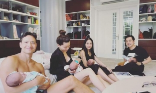 Khoảnh khắc hội ông bố - bà mẹ 'bỉm sữa' Hà Hồ, Dương Khắc Linh tụ họp khiến dân mạng thích thú