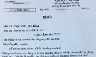 Bài kiểm tra Văn lớp 9 ra đề có nội dung mẹ chồng nàng dâu cạnh khoé nhau