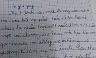Cảm động với bức thư con gái gửi mẹ đang ở tâm dịch Hải Dương 