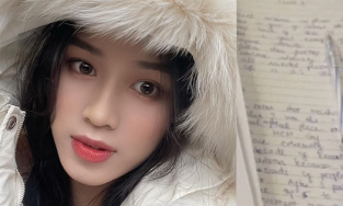 Sau bài đăng bị bắt lỗi tiếng Anh, Đỗ Thị Hà khoe luôn chữ viết 'xấu nhất lớp'