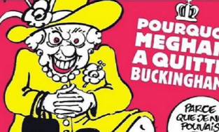 Tạp chí biếm họa Pháp gây phẫn nộ với hình vẽ Nữ hoàng Anh 'kẹp cổ' Meghan