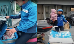 Cảm động với câu chuyện nam shipper cho con gái 6 tháng tuổi vào thùng rồi chở đi giao hàng mỗi ngày