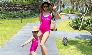 Á hậu Diễm Trang diện áo tắm đôi cùng con gái, khoe vóc dáng quyến rũ 