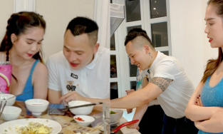 Vừa về chung nhà, Vũ Khắc Tiệp - Ngọc Trinh dính nhau như vợ chồng son