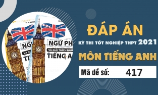 Đáp án đề thi môn Tiếng Anh mã đề 417 THPT Quốc gia lần 1 năm 2021 
