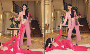 Ngọc Trinh khoe chân dài trứ danh với màn bắt trend đỡ ly nước