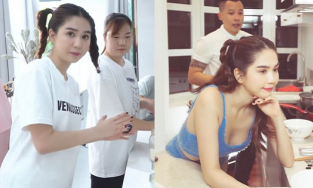 Rời Vũ Khắc Tiệp, Ngọc Trinh vào bếp với style kín như bưng