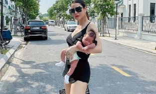 Đưa quý tử dạo phố, Quế Vân bị nhắc nhở cách bế con như xách đồ chơi