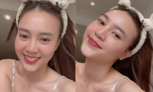 Ninh Dương Lan Ngọc tự tin tạo dáng với đồ ngủ - mặt mộc - cam thường