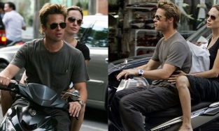 Loạt ảnh Brad Pitt - Angelina Jolie lái xe máy, đi dép lê tại Việt Nam gây sốt trở lại