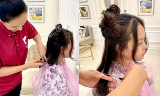 Siêu mẫu Thúy Hạnh cắt tóc cho con gái, kết quả như bước ra từ salon 'xịn'