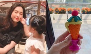 Con gái 4 tuổi của Đặng Thu Thảo đã xinh còn khéo, làm cả kem tặng mẹ